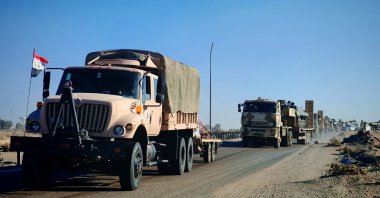 A handout picture released by Iraq&#039;s Defense Ministry shows Iraqi military equipment being transported toward the border with Syria on Dec. 2, 2024. (AFP Photo)