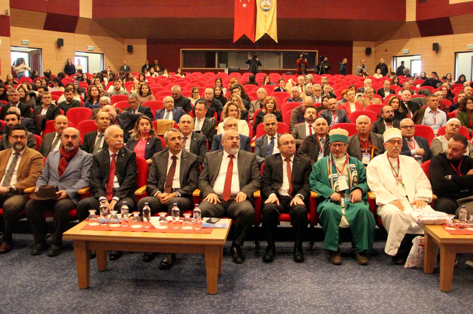 Alevi-Bektashi community members and presidency Chair Alirıza Özdemir (Front 5th L) attend an event in Edirne, northwestern Türkiye, Nov. 28, 2024. (DHA Photo)