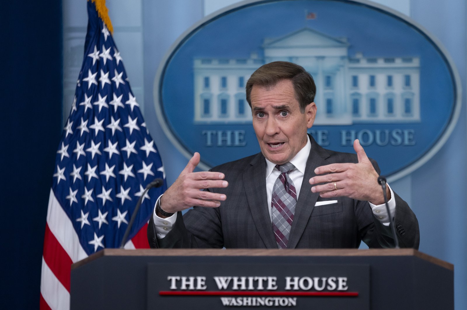 White House National Security Council spokesman John Kirby speaks at the daily briefing at the White House in Washington, Wednesday, Oct. 23, 2024. (AP File Photo)