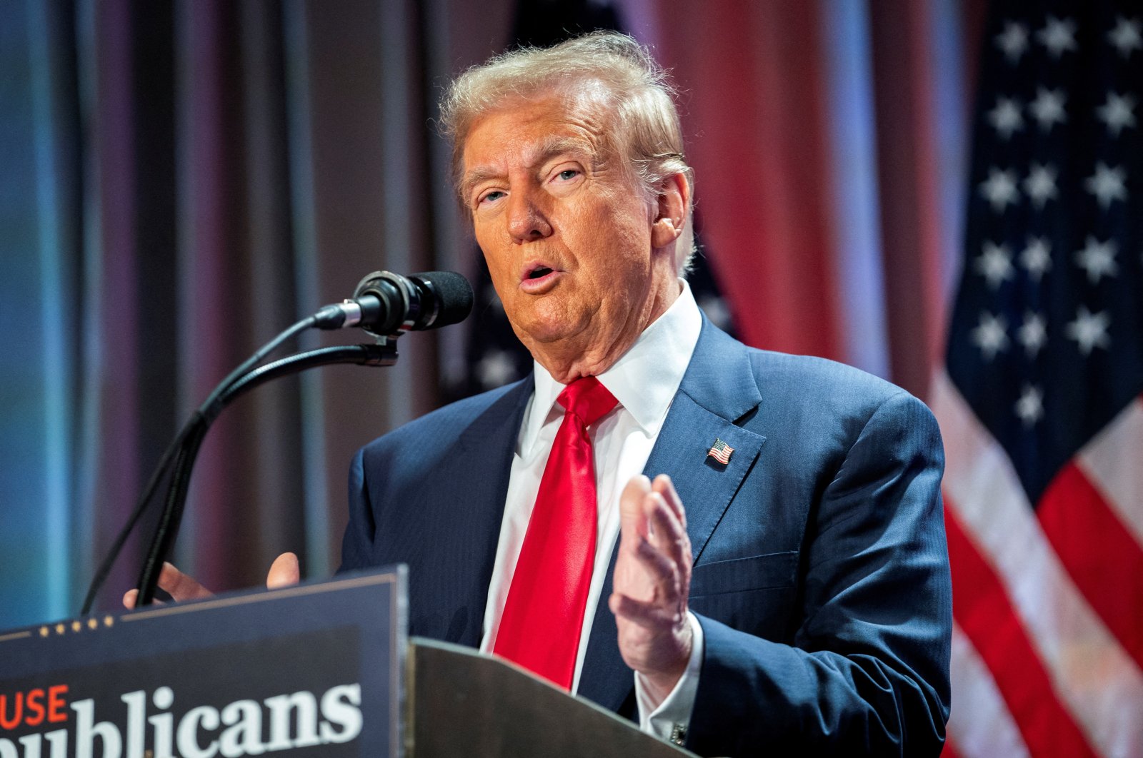 U.S. President-elect Donald Trump speaks during a meeting with House Republicans at the Hyatt Regency Hotel in Washington, D.C., U.S. on Nov. 13, 2024. (Reuters File Photo)