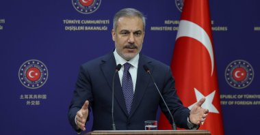 Foreign Minister Hakan Fidan holds a joint news conference with the foreign minister of Iran after their meeting, Ankara, Türkiye, Dec. 2, 2024. (AA Photo)