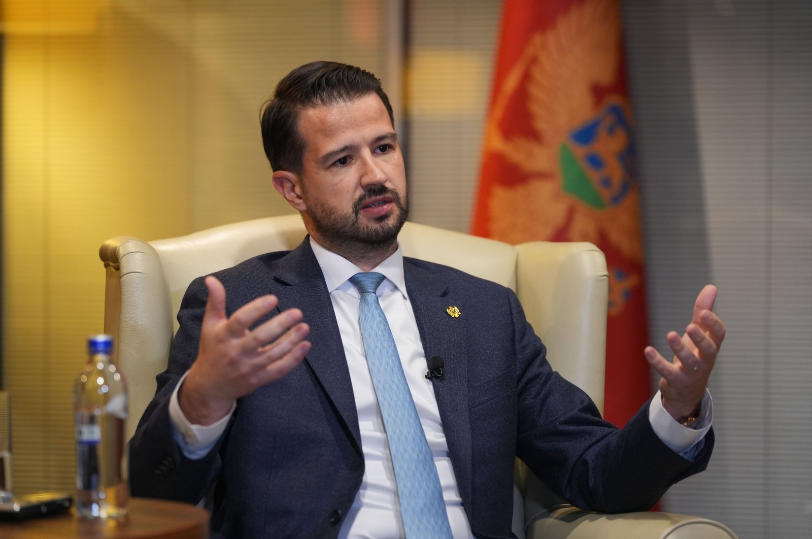 Montenegrin President Jakov Milatovic speaks during an interview with Anadolu Agency (AA), Ankara, Türkiye, Dec. 3, 2024. (AA Photo)