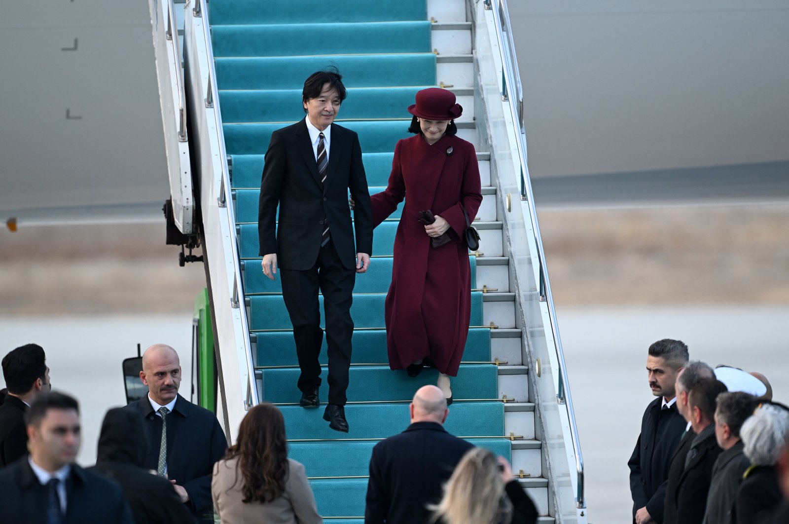 Japanese Crown Prince Fumihito and Crown Princess Kiko arrive in Ankara, Dec. 3, 2023. (AA Photo)