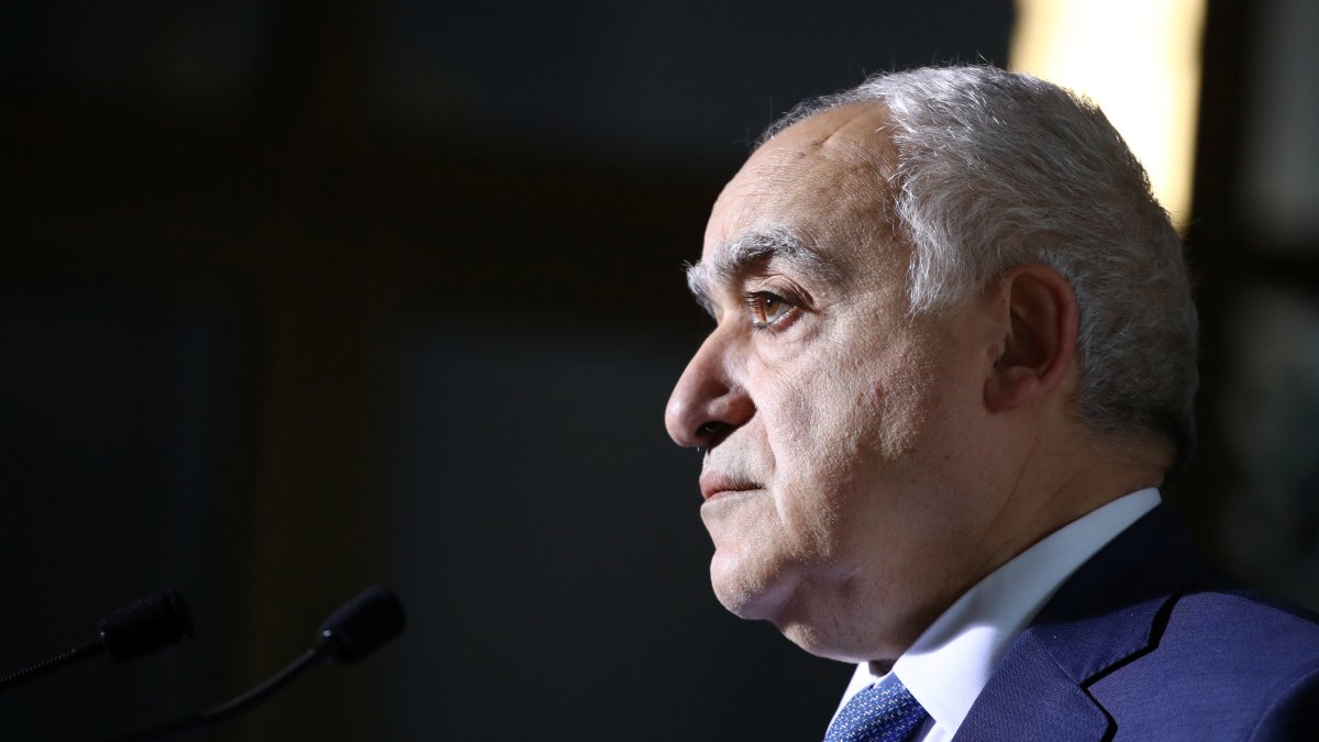 Former U.N. Envoy for Libya Ghassan Salame holds a news briefing after a meeting of the 5 5 Libyan Joint Military Commission in Geneva, Switzerland, Feb. 6, 2020. (Reuters Photo)