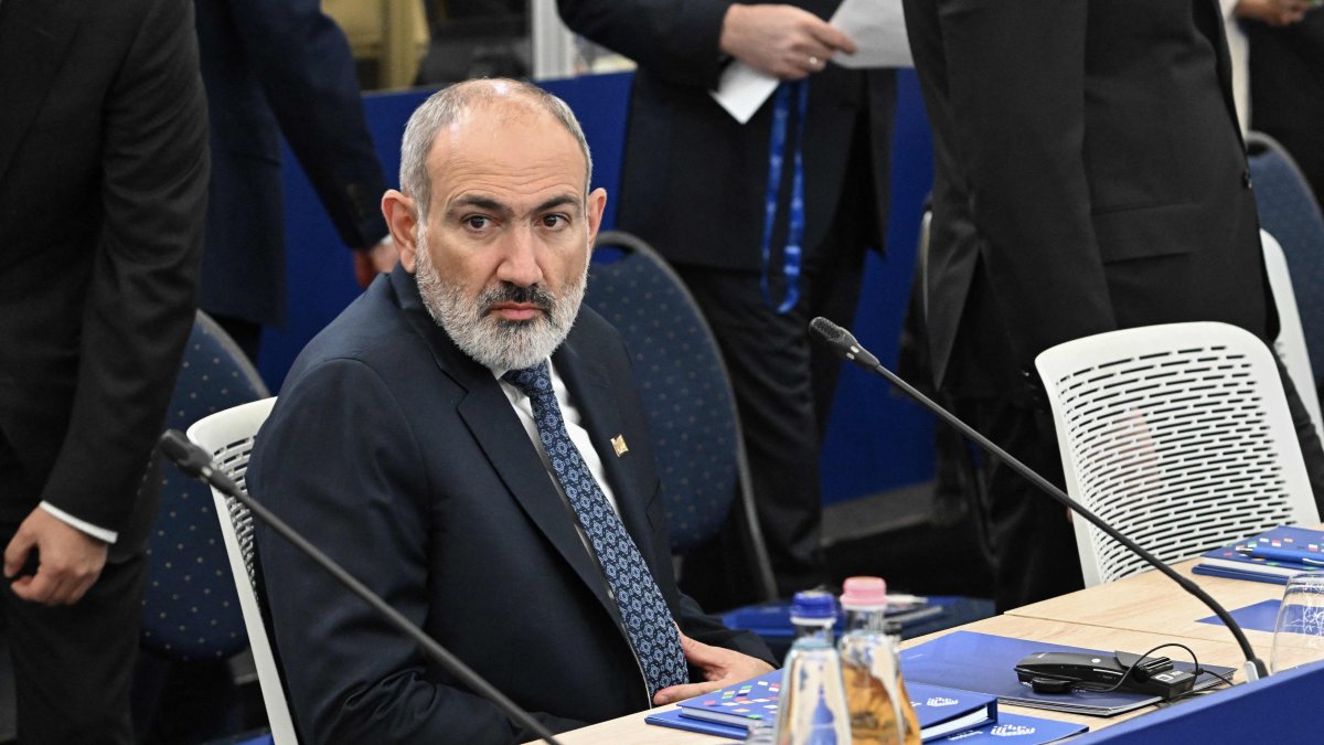 Prime Minister of Armenia Nikol Pashinyan attends the opening plenary session at the European Political Community Summit in Budapest, Nov. 7, 2024. (AFP Photo)