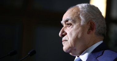 Former U.N. Envoy for Libya Ghassan Salame holds a news briefing after a meeting of the 5 5 Libyan Joint Military Commission in Geneva, Switzerland, Feb. 6, 2020. (Reuters Photo)