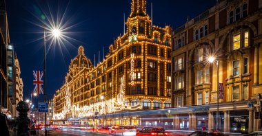 A Christmas view of Harrods, a department store located on Brompton Road in Knightsbridge, London, U.K., Nov. 10, 2022. (Shutterstock)