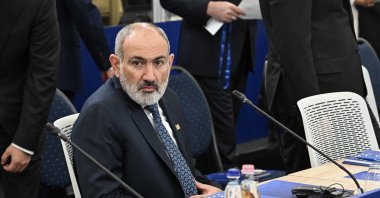 Prime Minister of Armenia Nikol Pashinyan attends the opening plenary session at the European Political Community Summit in Budapest, Nov. 7, 2024. (AFP Photo)