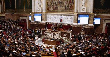 French Prime Minister Michel Barnier delivers a speech during a no-confidence vote against his government at the National Assembly, Paris, France, Dec. 4, 2024. (EPA Photo)