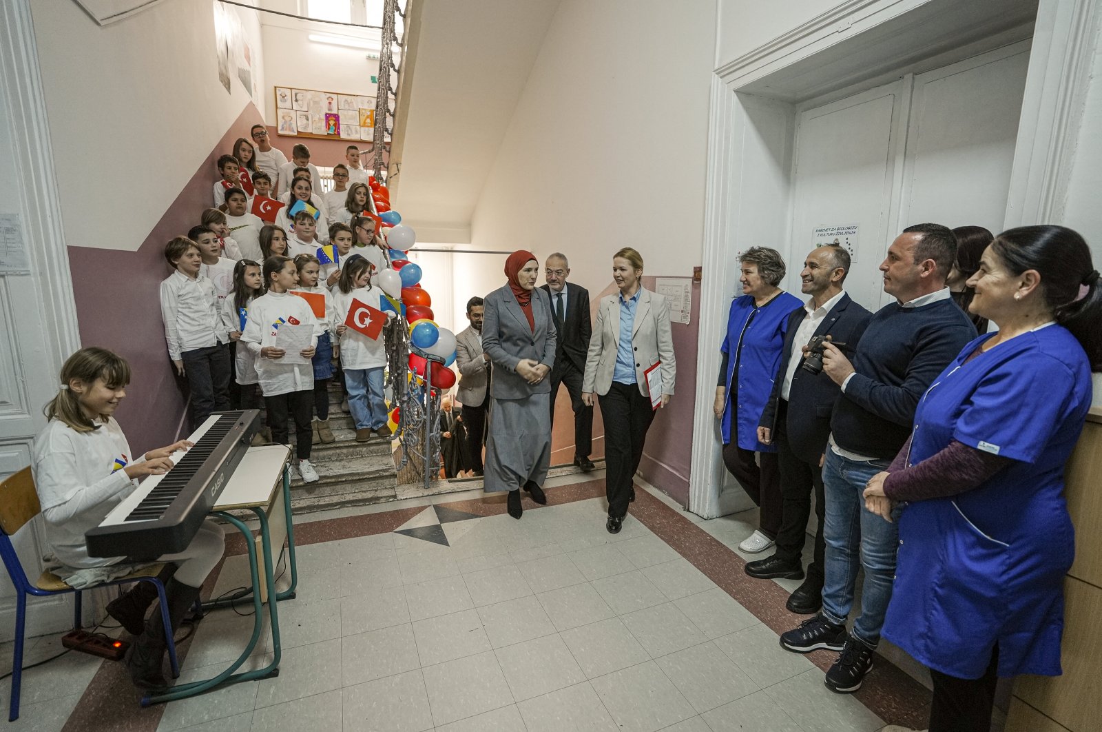 Students and officials participate the inauguration ceremony of the &quot;Sensory Perception Room&quot; at the Safvet Beg Basagic Elementary School, Sarajevo, Bosnia-Herzegovina, Nov. 3, 2024. (AA Photo)