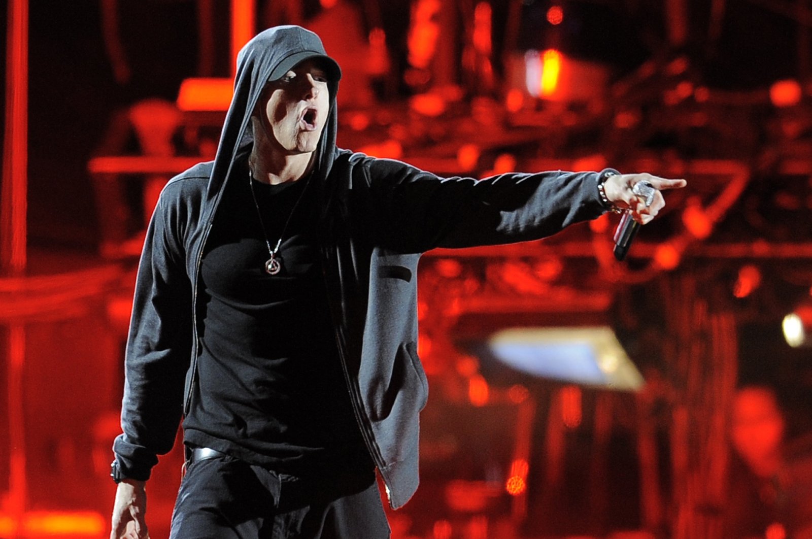 In this file photo Eminem performs at the 2012 Coachella Valley Music and Arts Festival in Indio, California, U.S., April 15, 2012. (AP Photo)