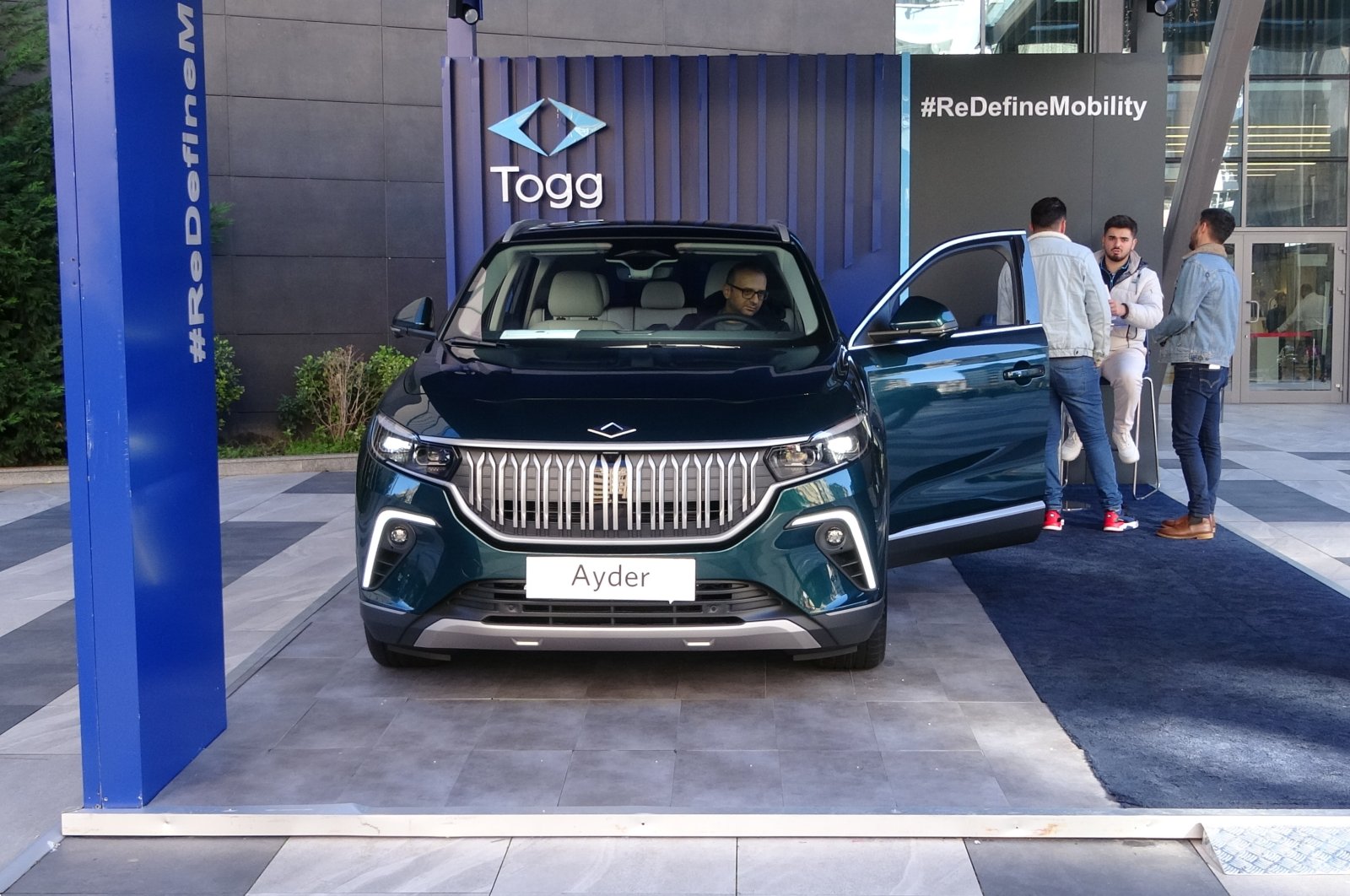 A T10X model of Türkiye&#039;s first electric vehicle maker Togg in the new &quot;Ayder&quot; color is displayed in the northern province of Rize, Türkiye, Nov. 7, 2024. (DHA Photo)