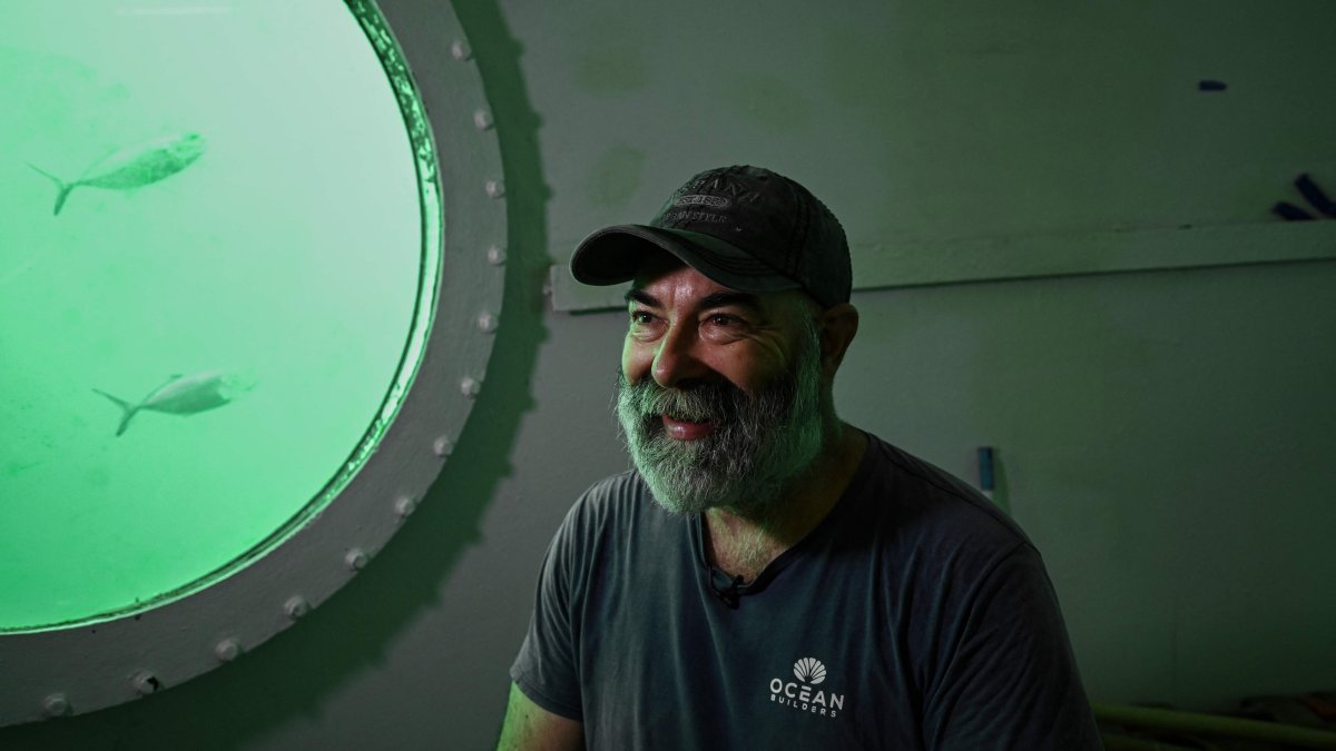 German aerospace engineer Rudiger Koch, 59, talks during an interview inside an underwater room off the coast of Puerto Lindo, Panama, Nov. 26, 2024. (AFP Photo)