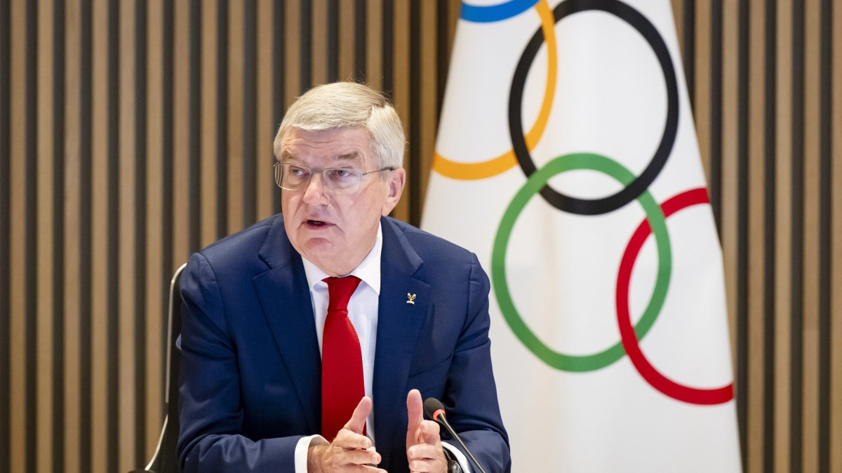 International Olympic Committee (IOC) President Thomas Bach speaks at the opening of the executive board meeting of the International Olympic Committee (IOC), at the Olympic House, Lausanne, Switzerland, Dec. 3, 2024. (EPA Photo)