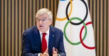 International Olympic Committee (IOC) President Thomas Bach speaks at the opening of the executive board meeting of the International Olympic Committee (IOC), at the Olympic House, Lausanne, Switzerland, Dec. 3, 2024. (EPA Photo)