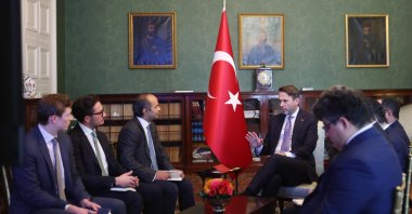 Energy and Natural Resources Minister Alparslan Bayraktar meets with his British counterpart Ed Miliband, London, U.K., Nov. 29, 2024. (İHA Photo)
