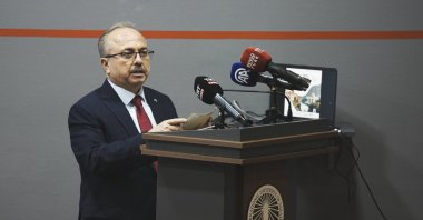 Professor Birol Akgün speaks at the &quot;3rd Turkish Language Teaching Symposium&quot; in Sarajevo, Bosnia-Herzegovina, Nov. 13, 2024. (AA Photo)