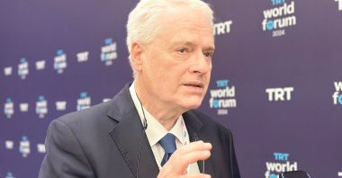 Croatia's former President Ivo Josipovic is interviewed by Daily Sabah's Ayşe Begüm Gürkan at the TRT World Forum, Istanbul, Türkiye, Nov. 29, 2024. (Photo by Ayşe Begüm Gürkan)