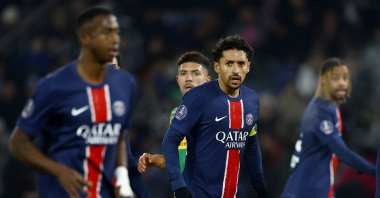 Paris Saint-Germain&#039;s Marquinhos (C) during the Ligue 1 match against Nantes at the Parc des Princes, Paris, France, Nov. 30, 2024. (Reuters Photo)