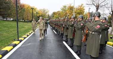 Chief of General Staff Metin Gürak salutes soldiers during an inspection at a military center, Malatya, Türkiye, Nov. 11, 2024. (AA Photo)
