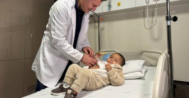 A 2-year-old baby from Uzbekistan recovers after receiving a liver transplant from his mother in Istanbul, Türkiye, Dec. 9, 2024. (AA Photo)