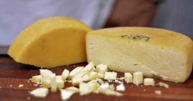 A handout picture released by Minas Gerais Culture Department (Secult-MG) shows a handmade Minas Cheese during an exhibition at the city of Belo Horizonte, Minas Gerais state, Brazil, Oct. 19, 2024. (AFP Photo)