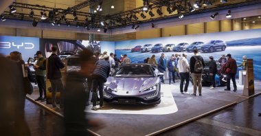 People visit the BYD stand at the Motor Show in Essen, Germany, Dec. 6, 2024. (EPA Photo)