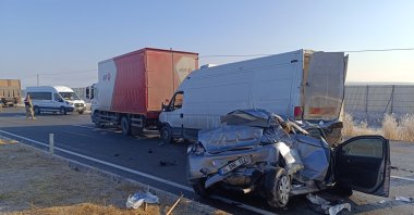 Multiple car collisions in Tuşba result in injuries, Van, Türkiye, Dec. 10, 2024. (AA Photo)