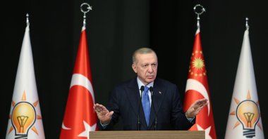 President Recep Tayyip Erdoğan speaks at the Justice and Development Party (AK Party) gathering, Ankara, Türkiye, Dec. 10, 2024. (AA Photo)