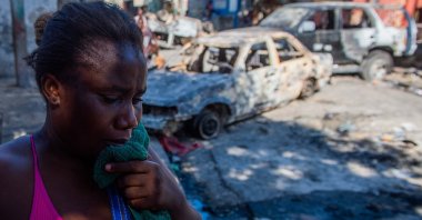 Ronalda Alcime cries after armed gangs executed her husband at Poste Marchands in Port-au-Prince, Haiti, Dec. 9, 2024. (AFP Photo)