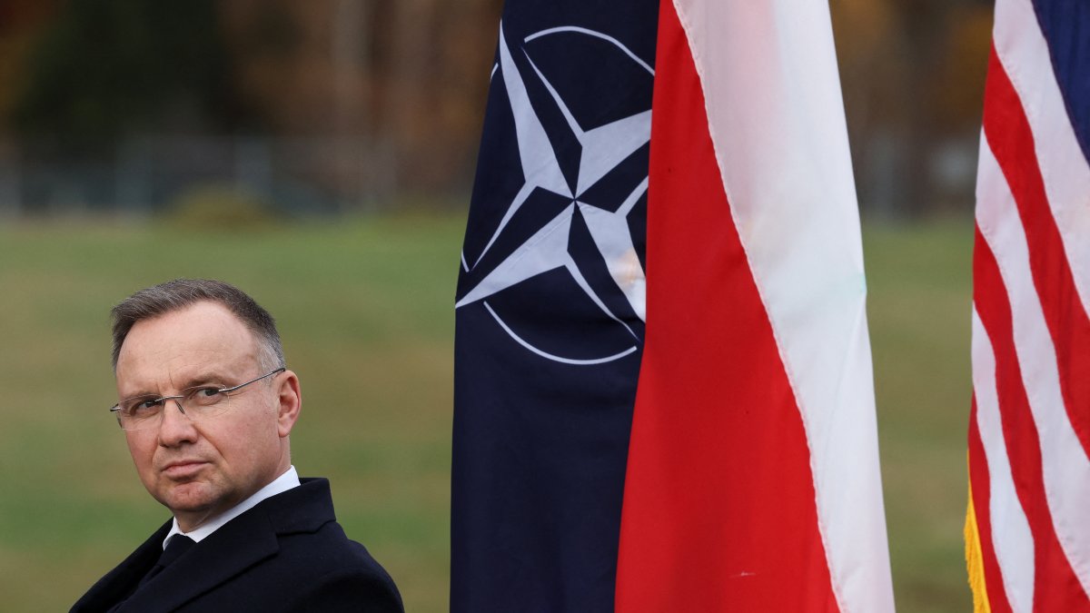 Polish President Andrzej Duda attends the inauguration of the American ballistic missile defense base to be integrated into the &quot;Aegis Ashore&quot; missile defense system, Redzikowo, Poland, Nov. 13, 2024. (Reuters Photo)