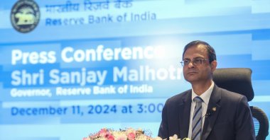 Newly appointed Reserve Bank of India (RBI) Governor Sanjay Malhotra gives his first media conference at the RBI head office, Mumbai, India, Dec. 11, 2024. (EPA Photo)