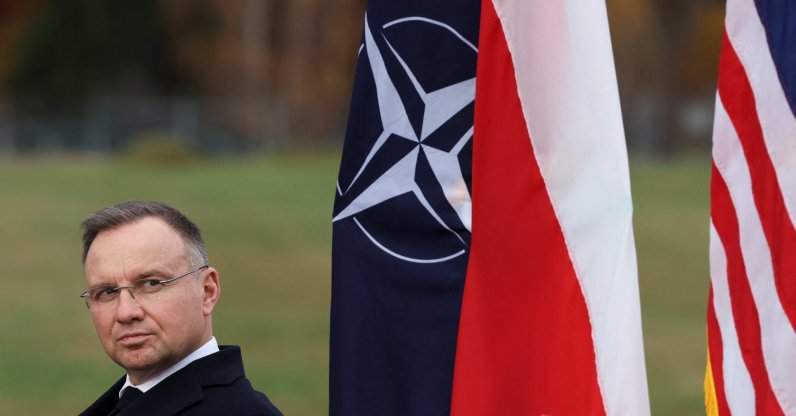 Polish President Andrzej Duda attends the inauguration of the American ballistic missile defense base to be integrated into the "Aegis Ashore" missile defense system, Redzikowo, Poland, Nov. 13, 2024. (Reuters Photo)
