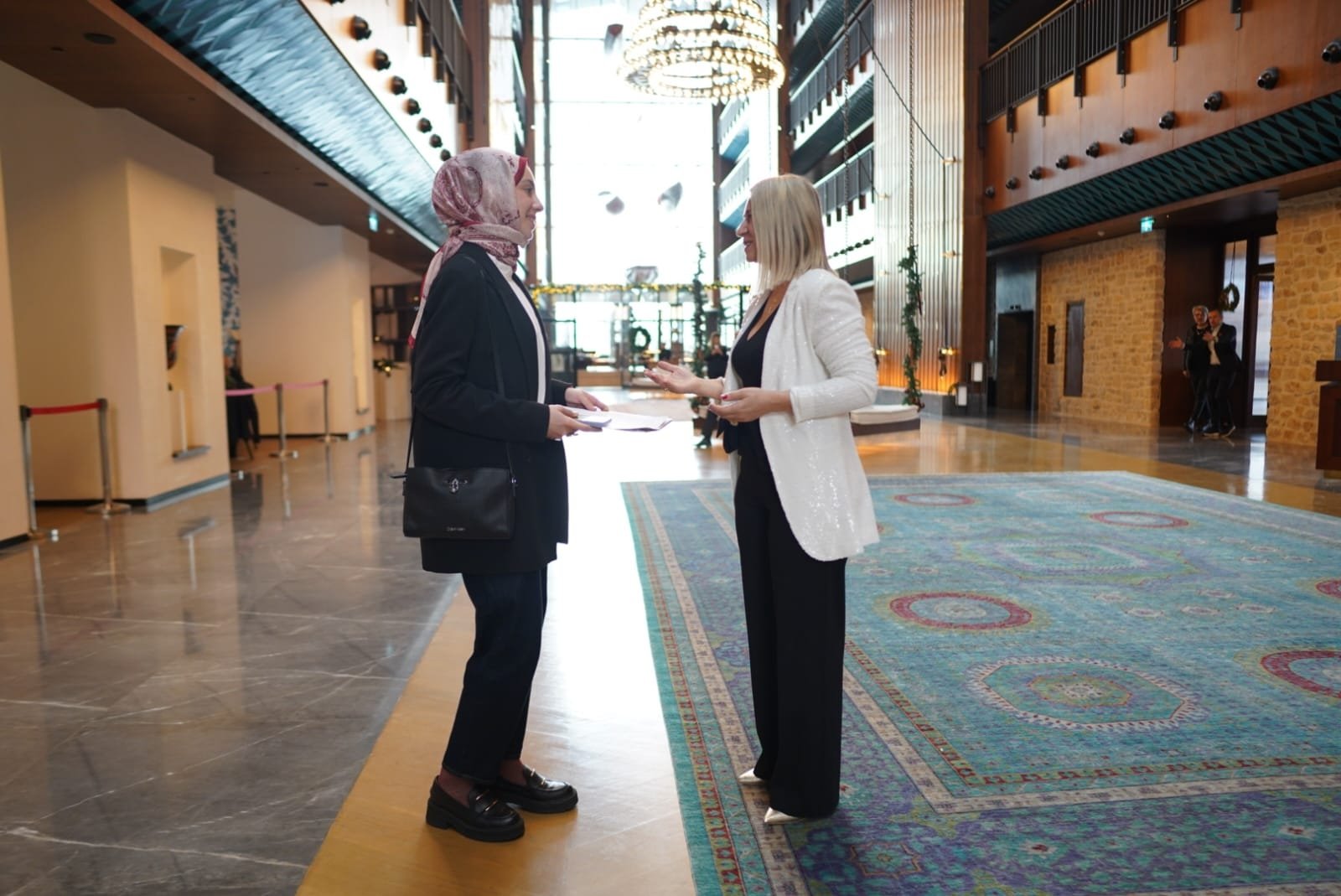Daily Sabah editor Elif Sena Darbaz (L) interviews Ivana Zerec, the consul general of Croatia in Istanbul, Istanbul, Türkiye, Dec. 8, 2024. (Photo Courtesy of Elif Sena Darbaz)