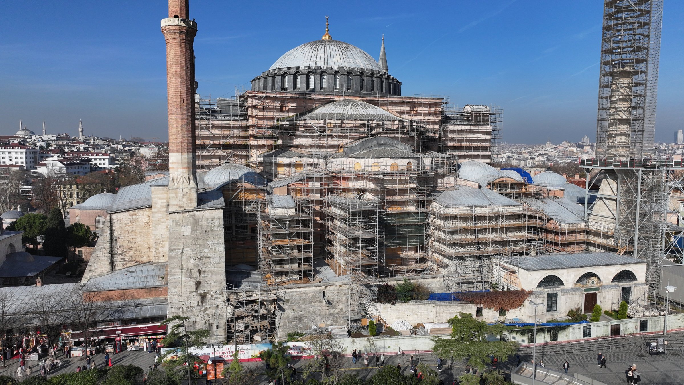 Restoration work continues at Hagia Sophia Grand Mosque to preserve its historic structure, Istanbul, Türkiye, Dec. 7, 2024. (AA Photo)