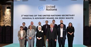Participants of the United Nations Secretary-General’s Advisory Board on Zero Waste pose for a photo in Istanbul, Dec. 13, 2024. (IHA Photo)