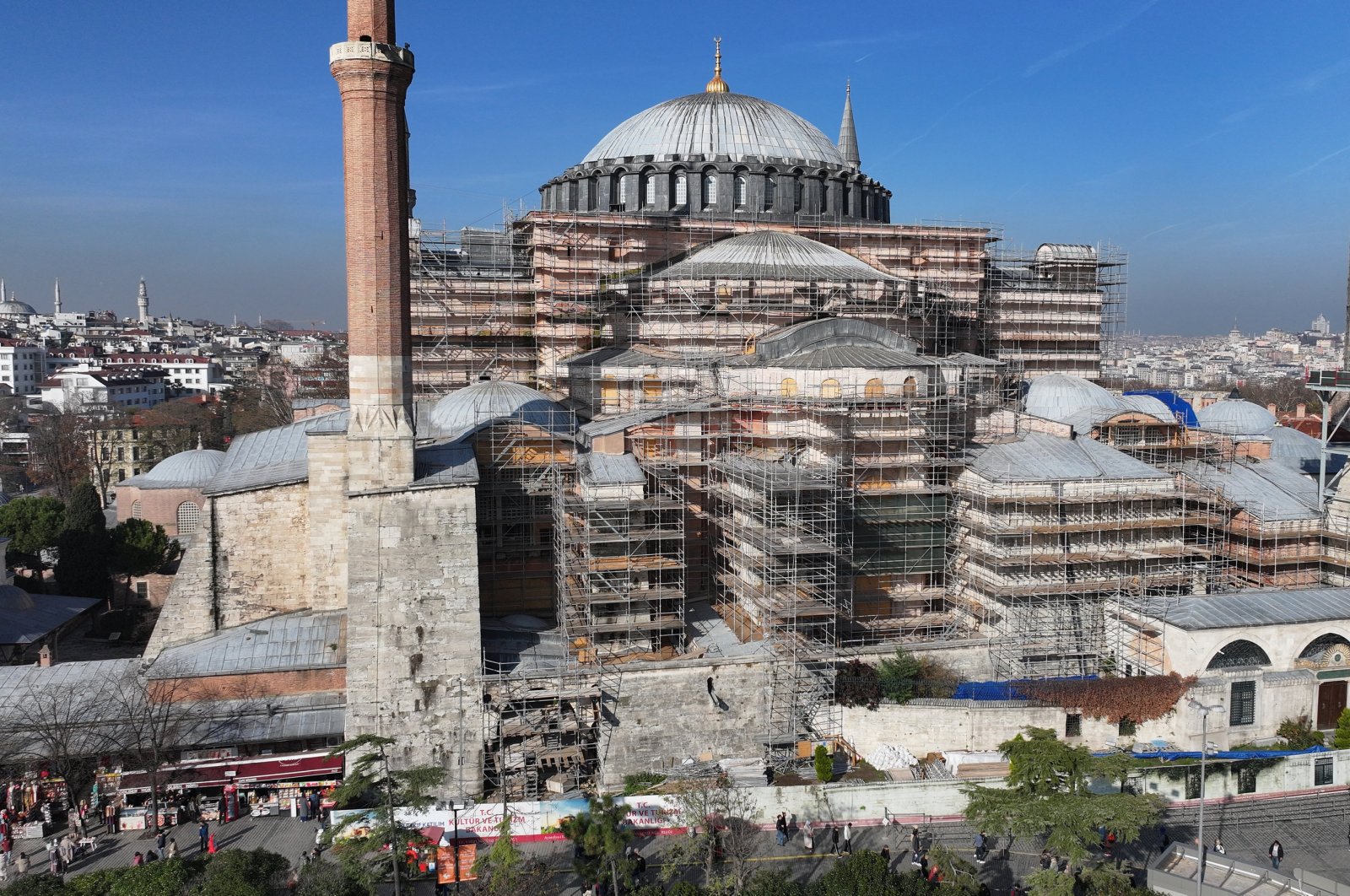 Restoration work continues at Hagia Sophia Grand Mosque to preserve its historic structure, Istanbul, Türkiye, Dec. 7, 2024. (AA Photo)