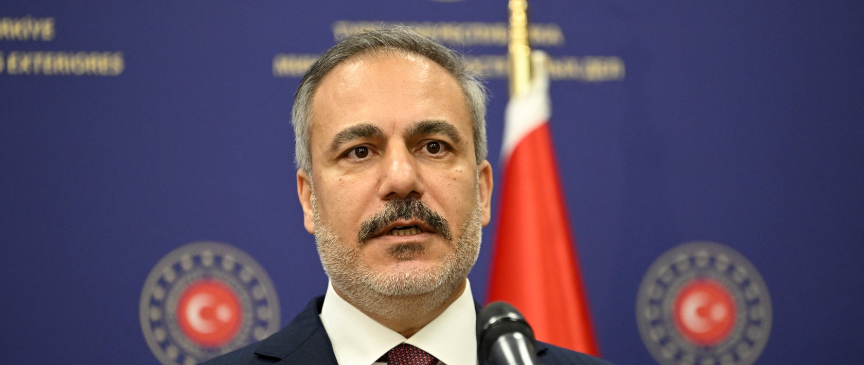 Foreign Minister Hakan Fidan speaks during a joint news conference with the U.S. Secretary of State at the Ministry headquarters in the Turkish capital Ankara, Dec. 13, 2024. (Reuters Photo)