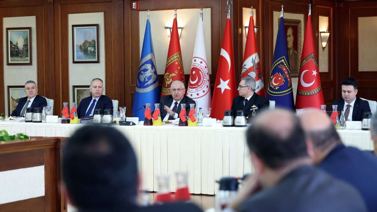 Defense Minister Yaşar Güler is speaking to representatives of the media at the ministry in the capital Ankara, Türkiye, Dec.14, 2024 (Courtesy of the ministry)