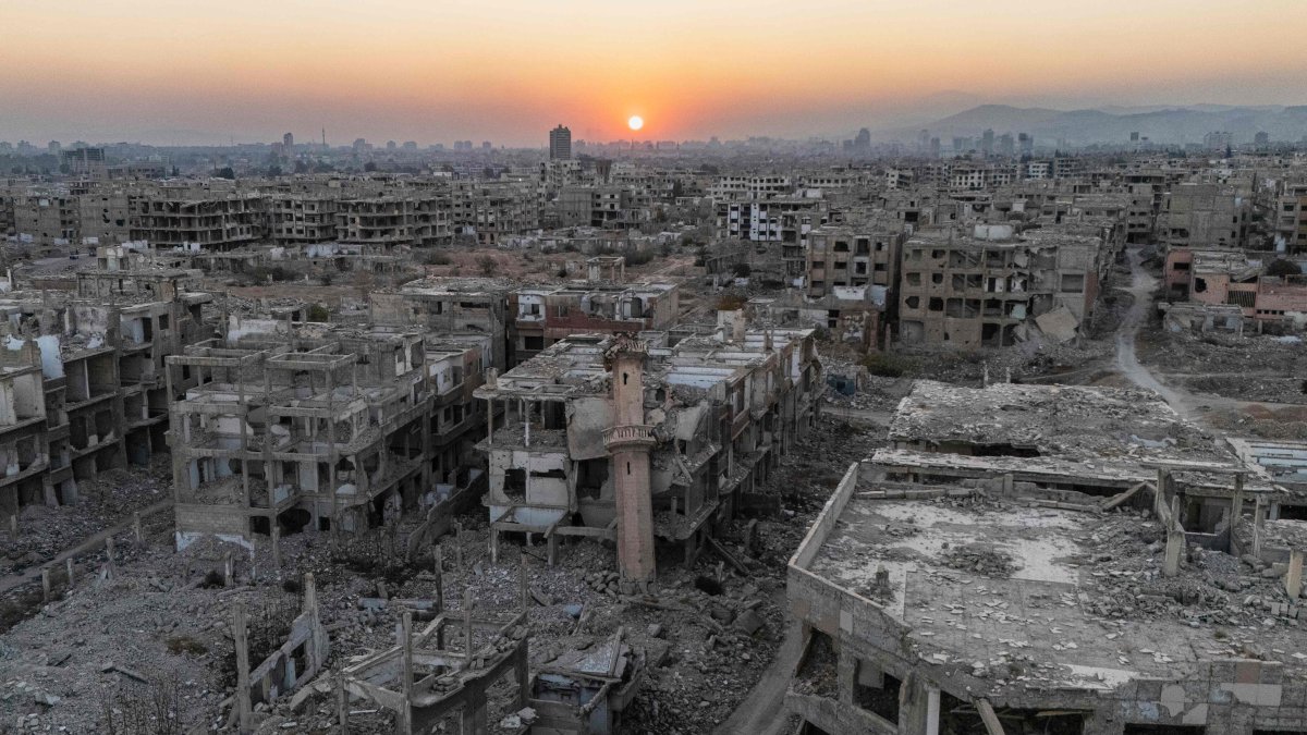 This aerial view shows the destroyed town of Jobar in Eastern Ghouta on the outskirts of Damascus, Syria, Dec.14, 2024. (AFP Photo)