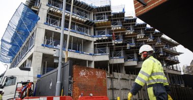 Workers at a construction site for a residential apartment block on Blackhorse Road, London, U.K., Dec. 13, 2024. (EPA Photo)