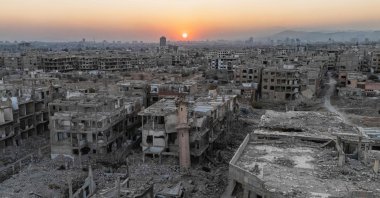 This aerial view shows the destroyed town of Jobar in Eastern Ghouta on the outskirts of Damascus, Syria, Dec.14, 2024. (AFP Photo)