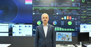 Transport and Infrastructure Minister Abdulkadir Uraloğlu is seen in front of a monitoring screen, Ankara, Türkiye, Dec. 12, 2024. (DHA Photo)