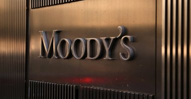 Signage is seen outside the Moody&#039;s Corporation headquarters in Manhattan, New York, U.S., Nov. 12, 2021. (Reuters Photo)