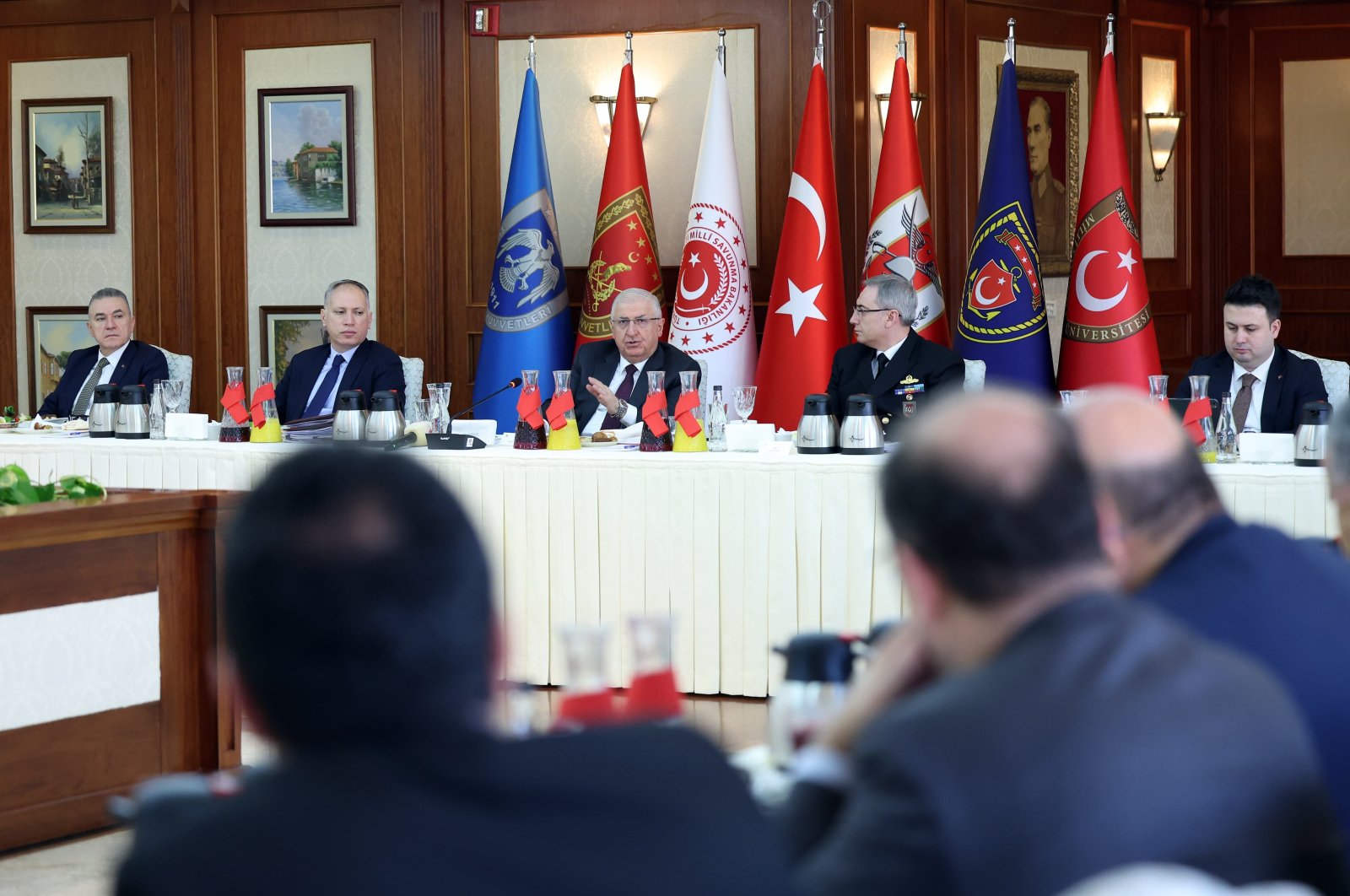 Defense Minister Yaşar Güler is speaking to representatives of the media at the ministry in the capital Ankara, Türkiye, Dec.14, 2024 (Courtesy of the ministry)