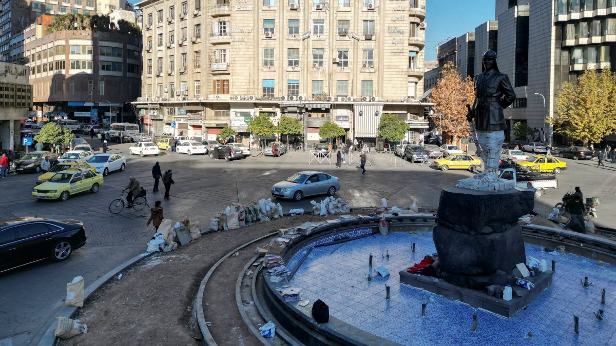 A drone view shows Yusuf al-Azma Square, after the ousting of Syria&#039;s Bashar Assad, in Damascus, Syria, Dec. 16, 2024. (Reuters Photo)