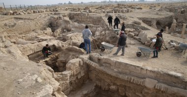 Aerial view of the excavation site in Harran, Şanlıurfa, southeastern Türkiye, Dec. 12, 2024. (AA Photo)