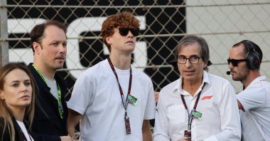 Italy tennis player Jannik Sinner is seen before the Abu Dhabi Grand Prix race at the Yas Marina Circuit, Abu Dhabi, UAE, Dec. 8, 2024. (Reuters Photo)
