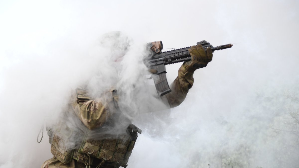 In this undated photo, a Turkish soldier partakes in a counterterrorism operation in northern Syria. (DHA Photo)