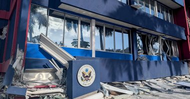 A severely damaged building housing the embassies of the U.S., U.K. and New Zealand after a powerful earthquake struck Port Vila, the capital city of Vanuatu, Dec. 17, 2024. (AFP Photo)